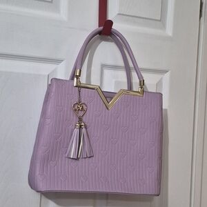 Crossi Lavender Shoulder Bag with Gold Details